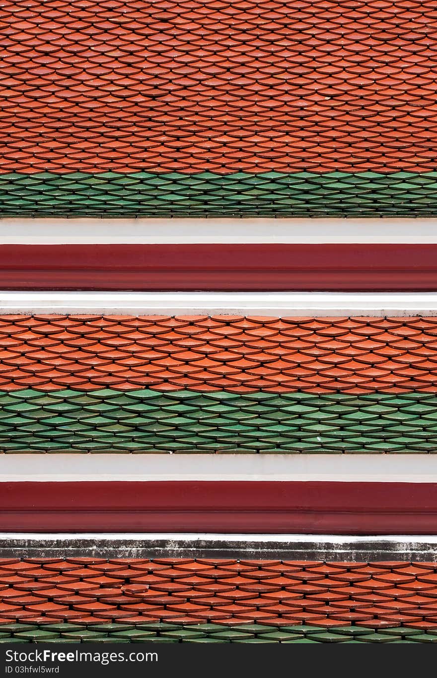 Architectural detail of Wat Pho temple roof