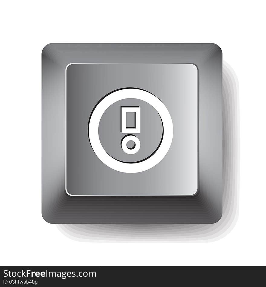 Grey computer key illustration . Notice. Grey computer key illustration . Notice