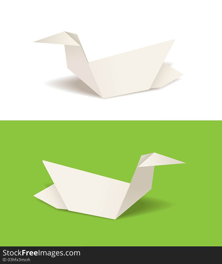 Origami white vector ducks isolated. Origami white vector ducks isolated