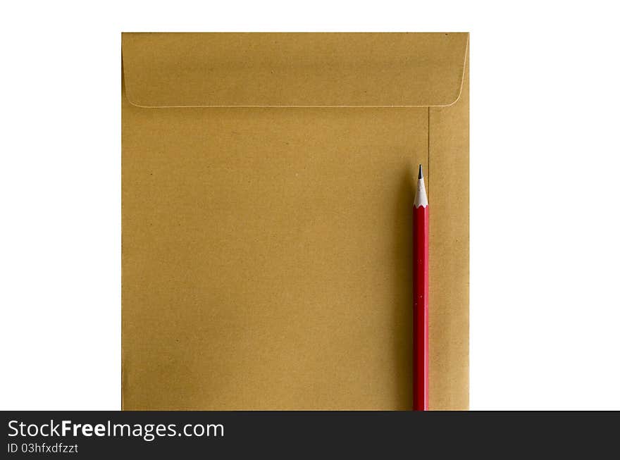 Brown Document  letter isolated red pencil