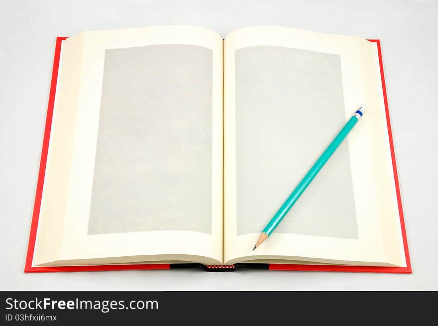 Isolated Blank Note Book Page with Gray Frame and a pencil