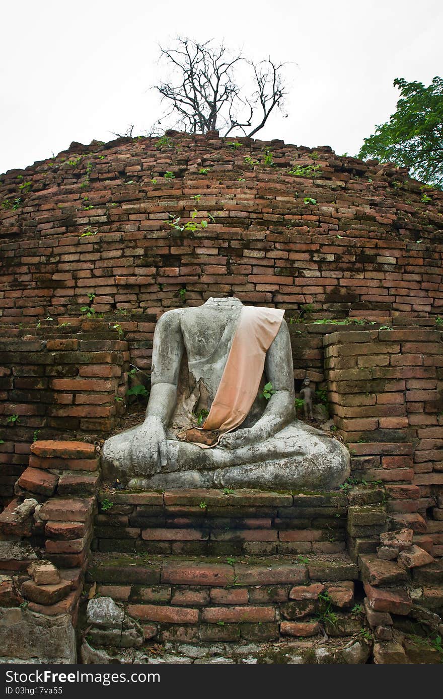 Destroyed Buddha statue