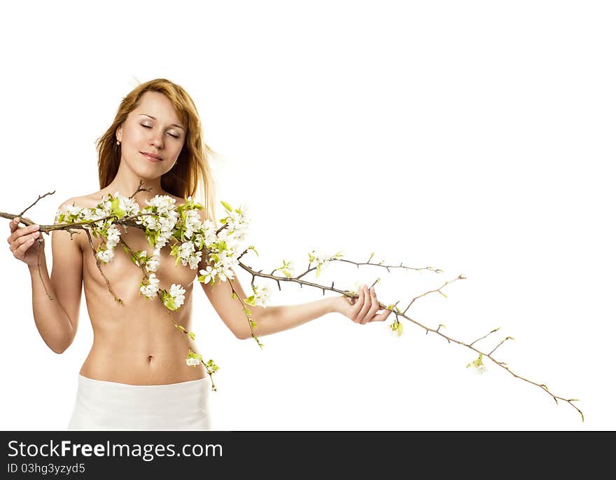 The Woman Covered With A Branch