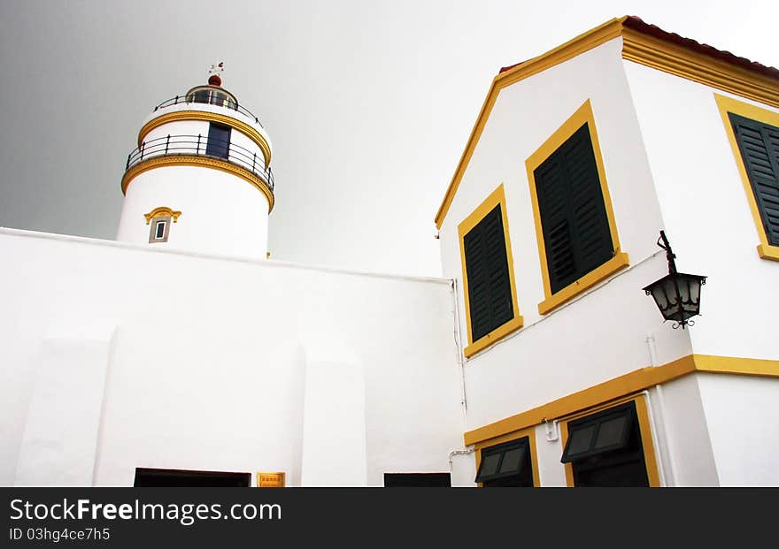 A late afternoon shot of the historic lighthouse in Macau. A late afternoon shot of the historic lighthouse in Macau.