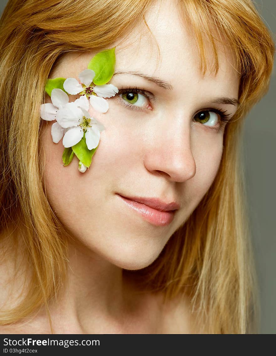 Beautiful women with flower make up