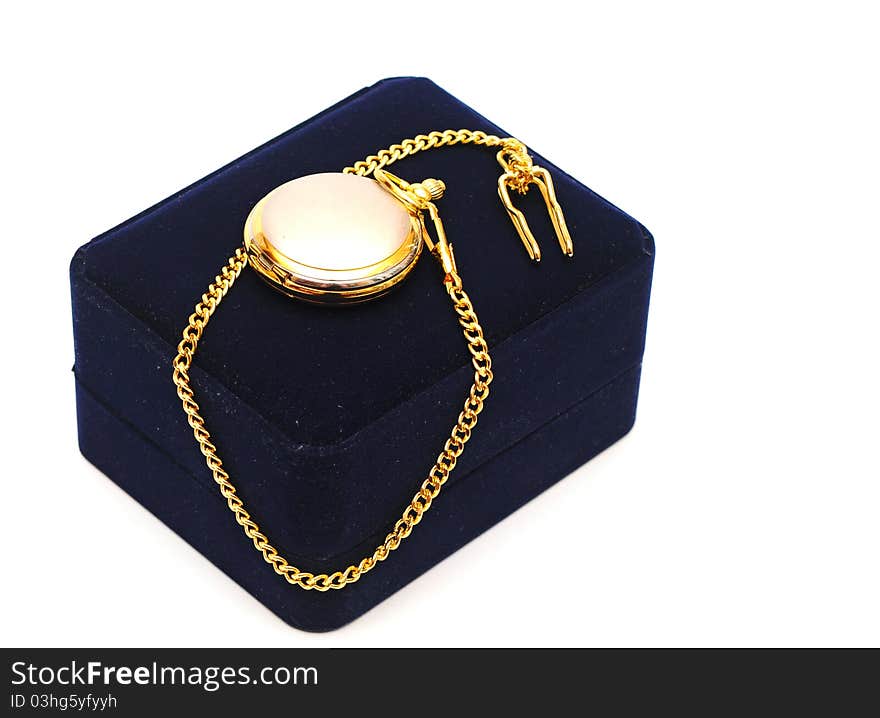 Black box with golden watch pocket