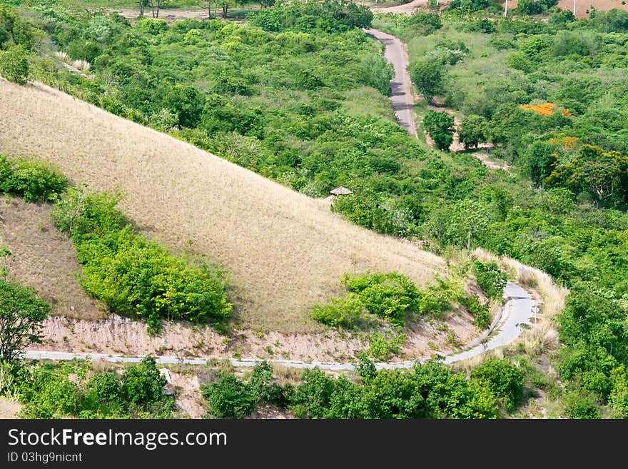 Road around the hill in Thailand