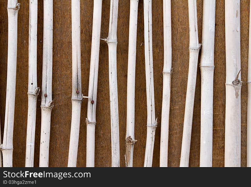 Bamboo wall isolated on old wood