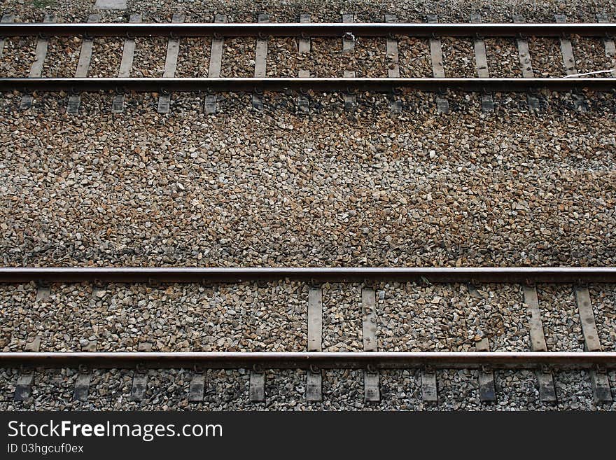 Train tracks detail from above