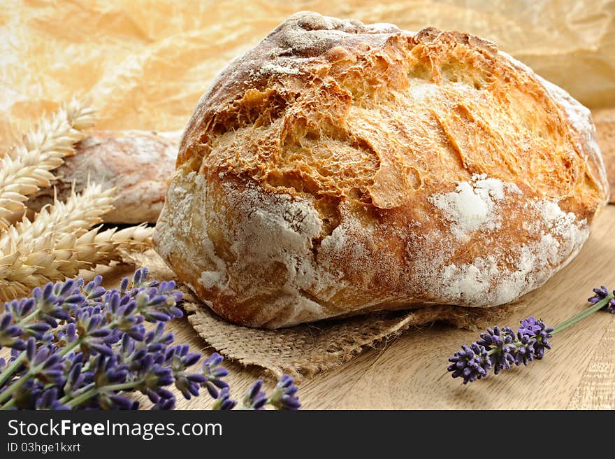 Close-up on traditional bread. Shallow DOF