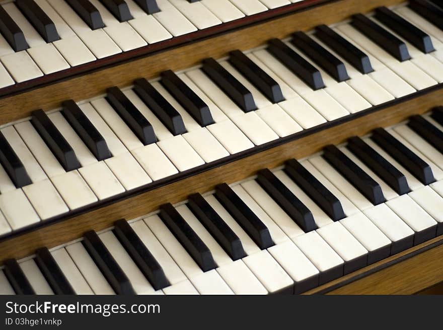 Piano keys on an antique piano