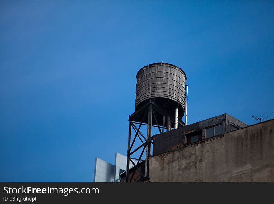 Water tanks on the roofs of New york