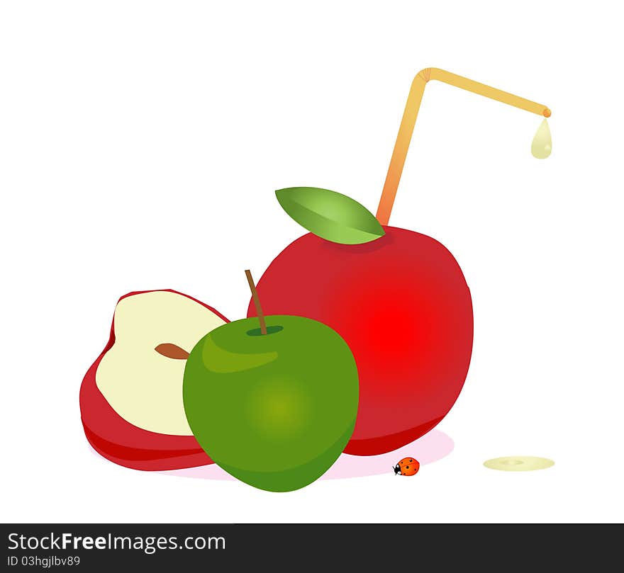 Apple juice background on white