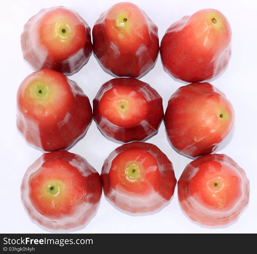 Pile of  rose apple on white background