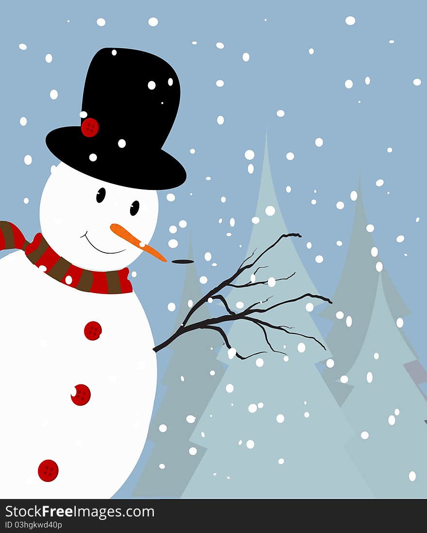 Cute Snowman Background and trees