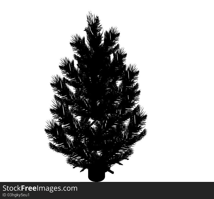 Christmas tree silhouette on white