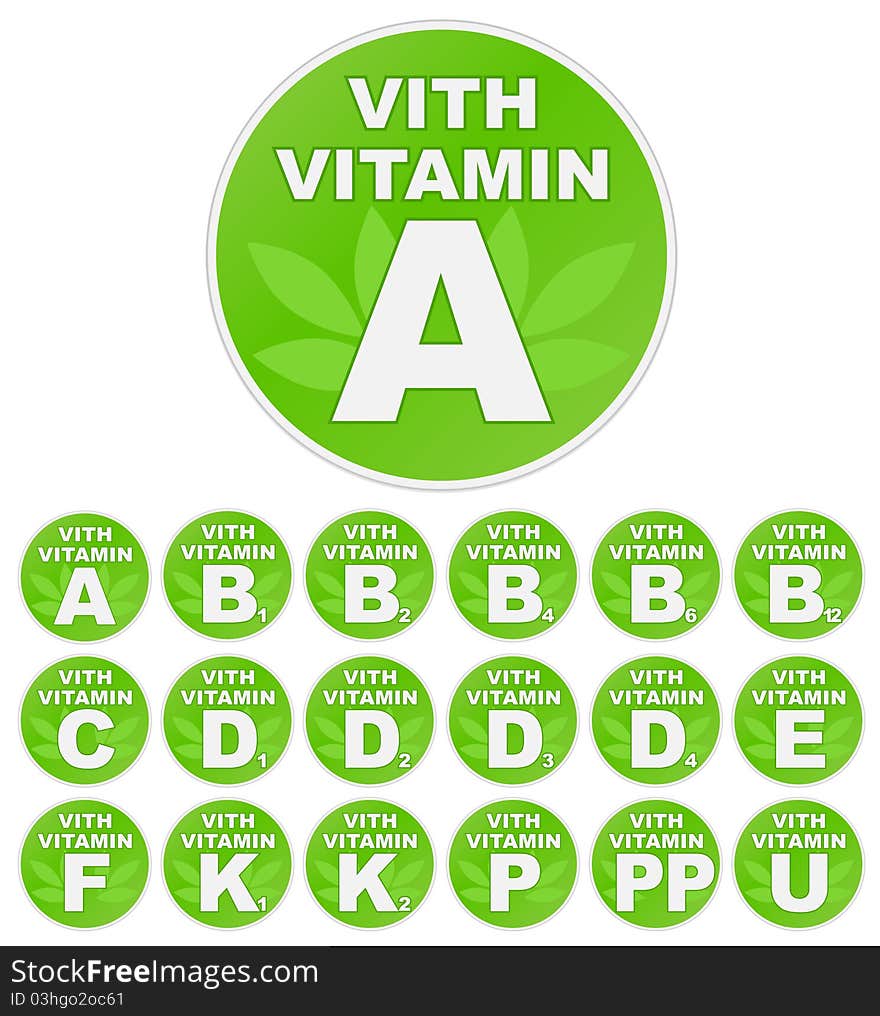 Set Of Stickers With Vitamin