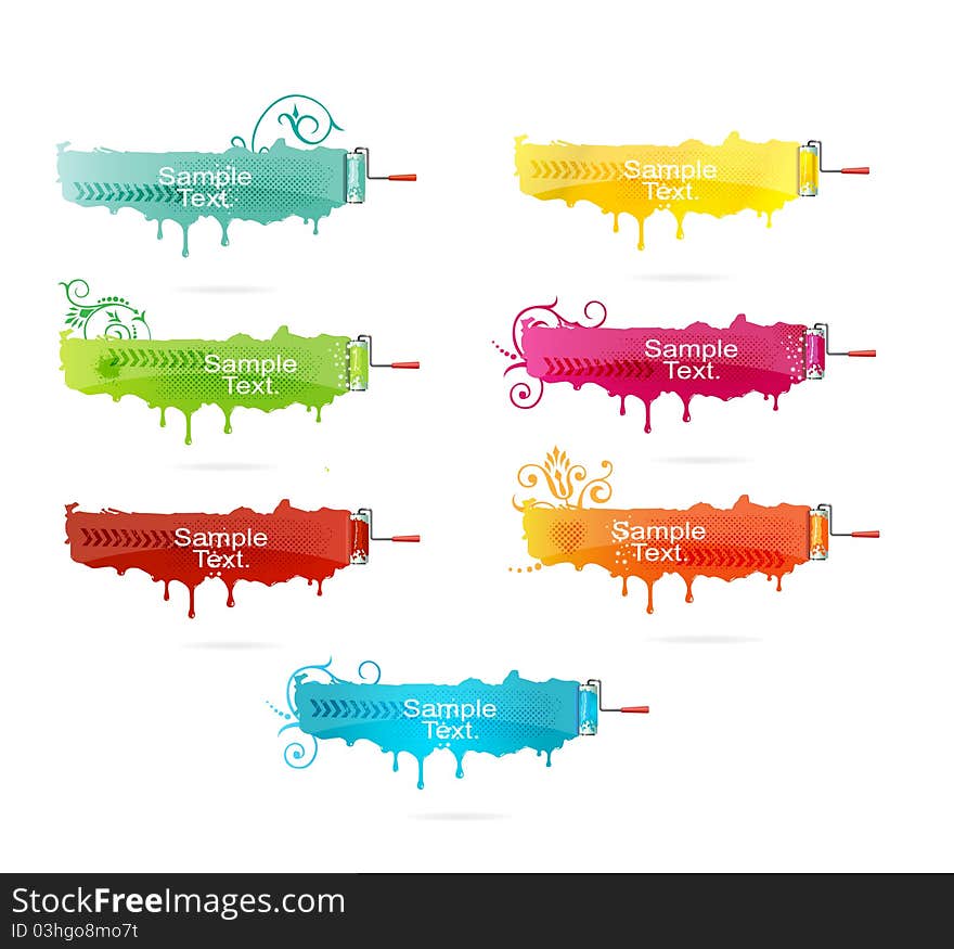 Grunge colored brush set