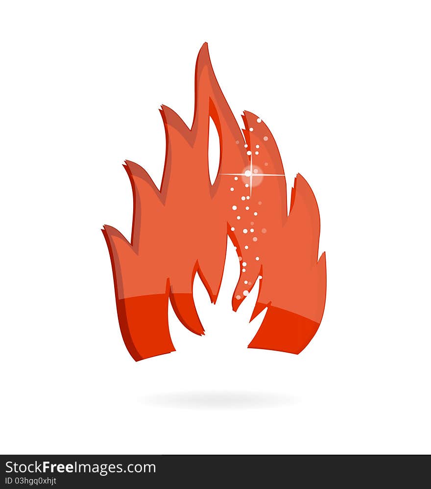 Glass And Clear Red Fire Symbol