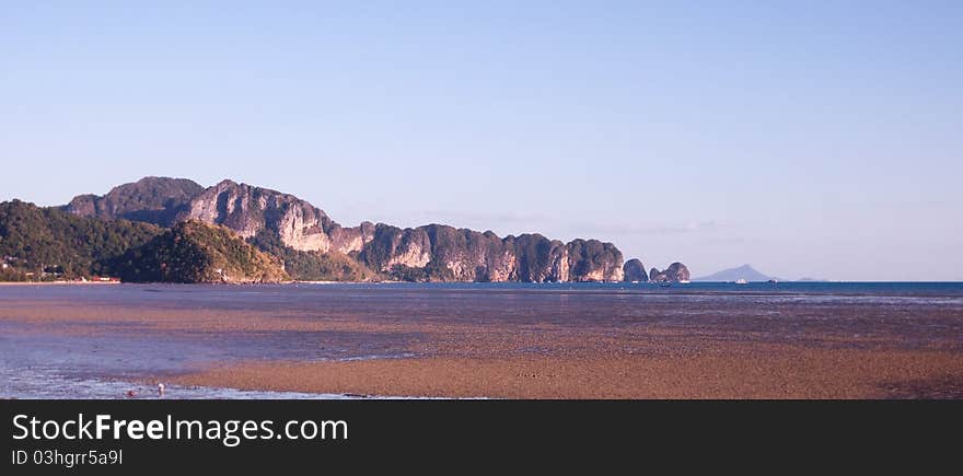 The long ebb in Krabi (Thailand) with a beautiful lighting. The long ebb in Krabi (Thailand) with a beautiful lighting