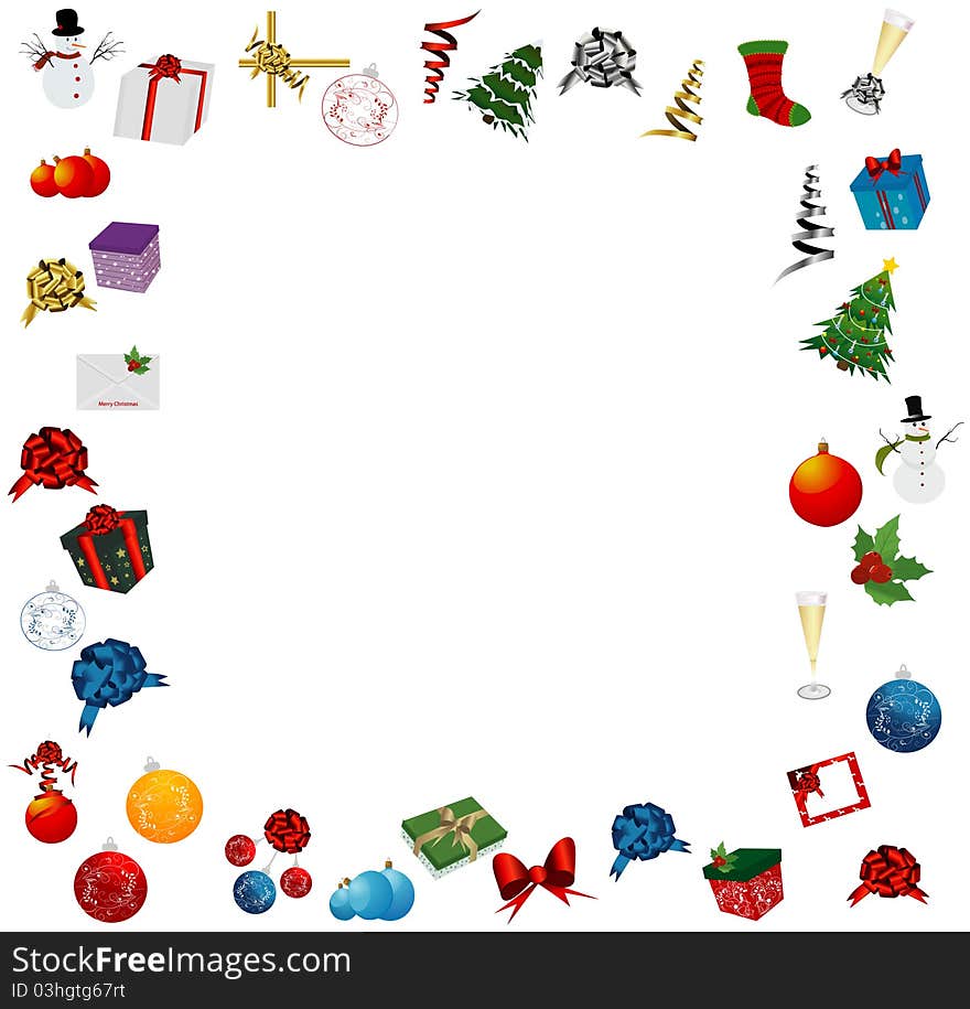 Christmas frame whit christmas icon set