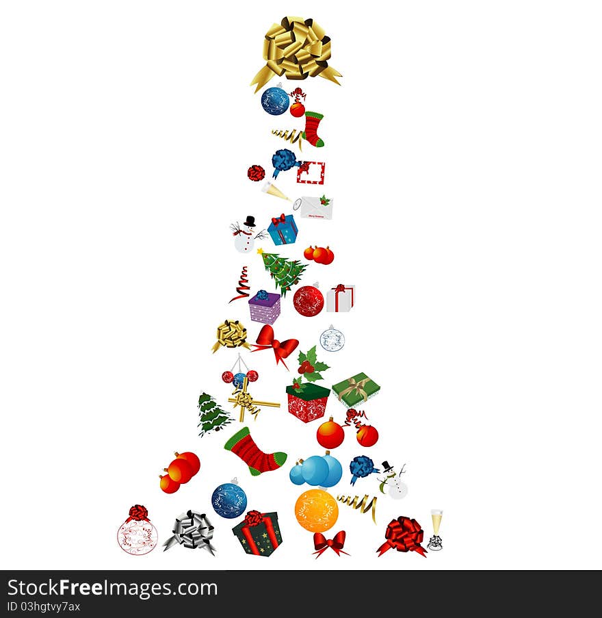 Christmas tree icon set isolated on white