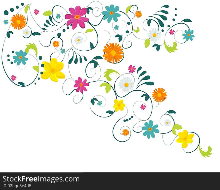 Flowers background isolated on white