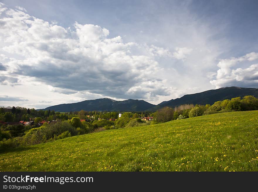 Village in spring country