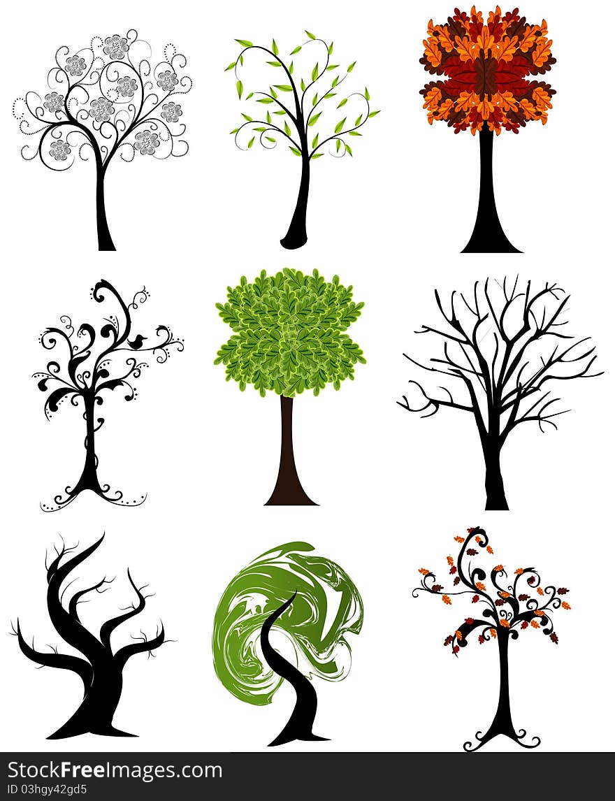 Set of  seasonal trees