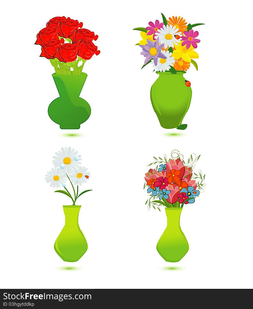 Set of flower vase illustration. Set of flower vase illustration