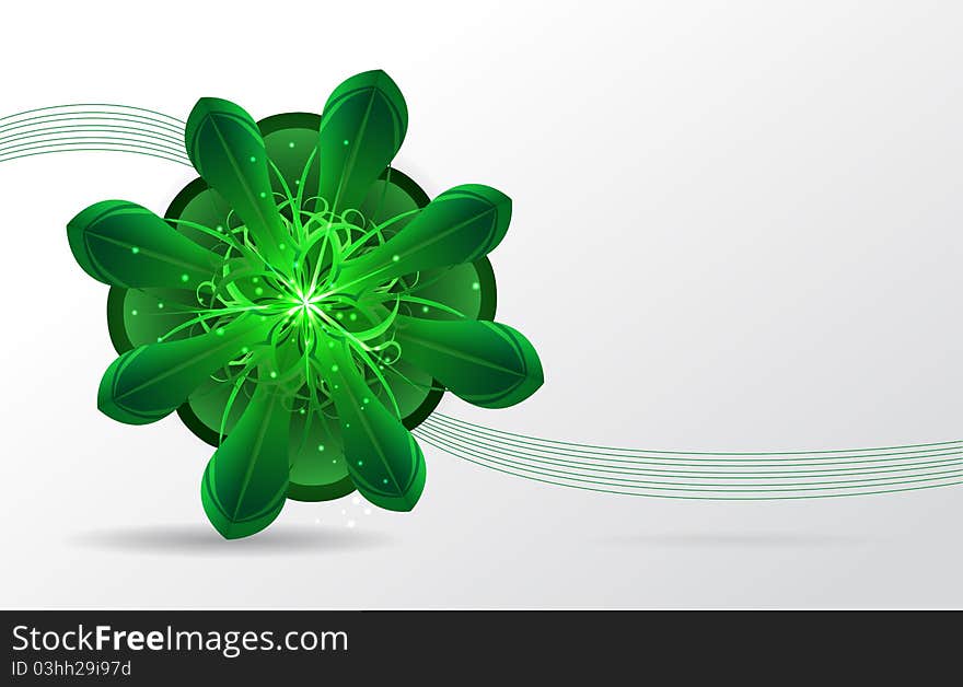 Abstract Background. Green Flower. Vector