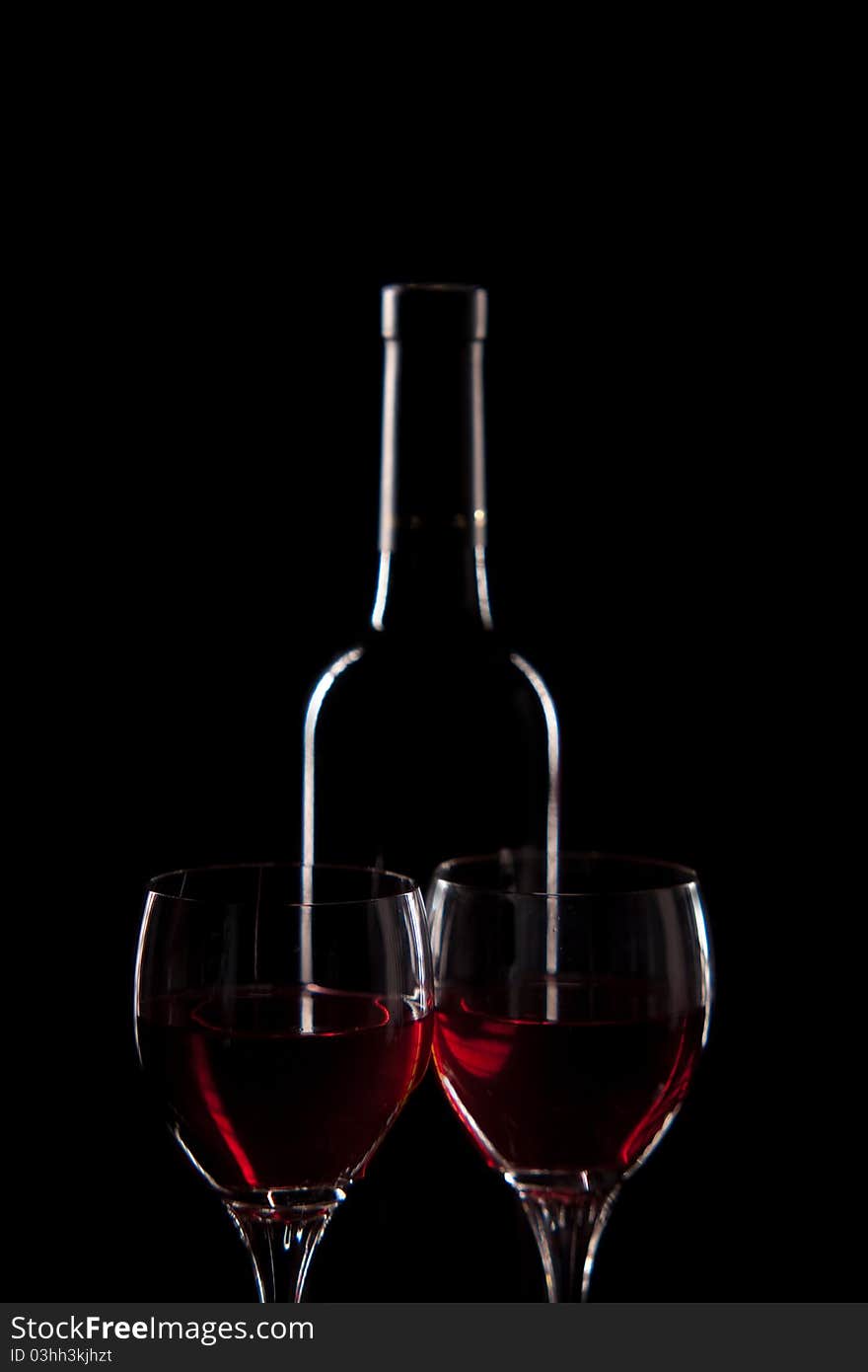 Red Wine - Bottle And Glasses