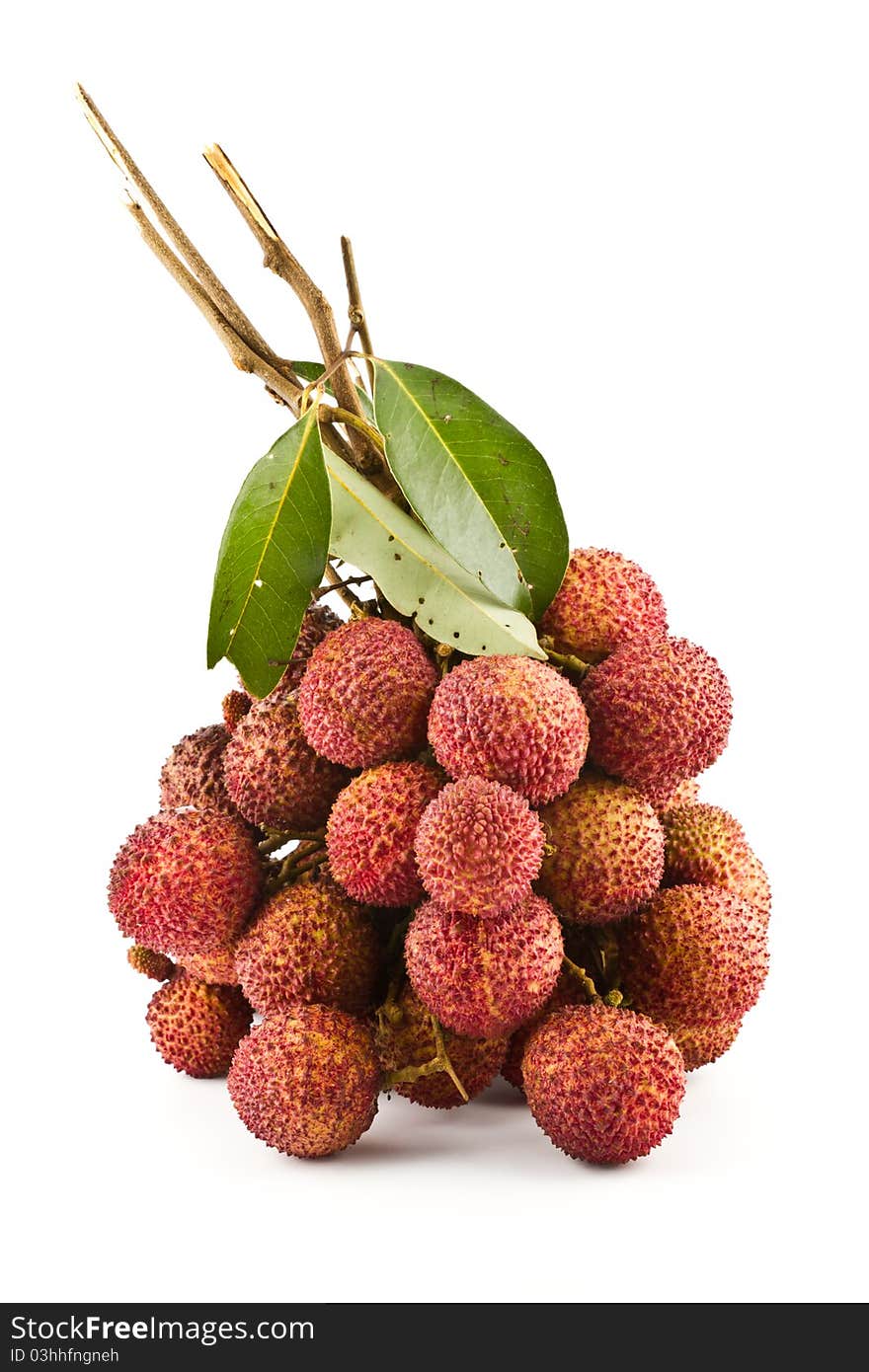 Bunch of litchi on white background