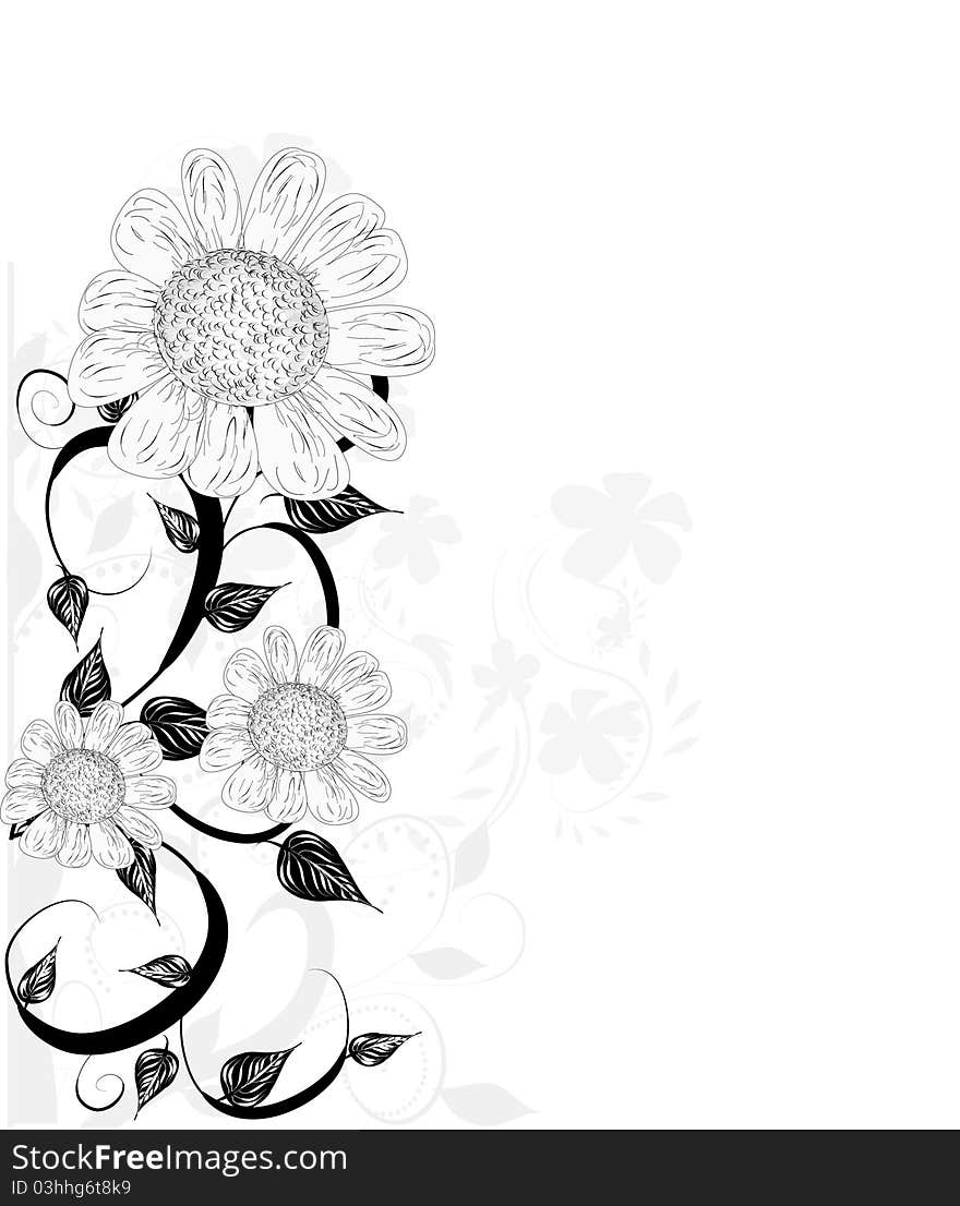 Beautifull decorative abstract flowers on white