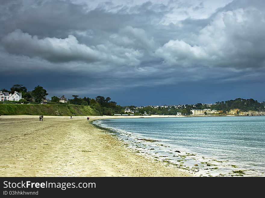 Beach in Morgat during storm. Beach in Morgat during storm