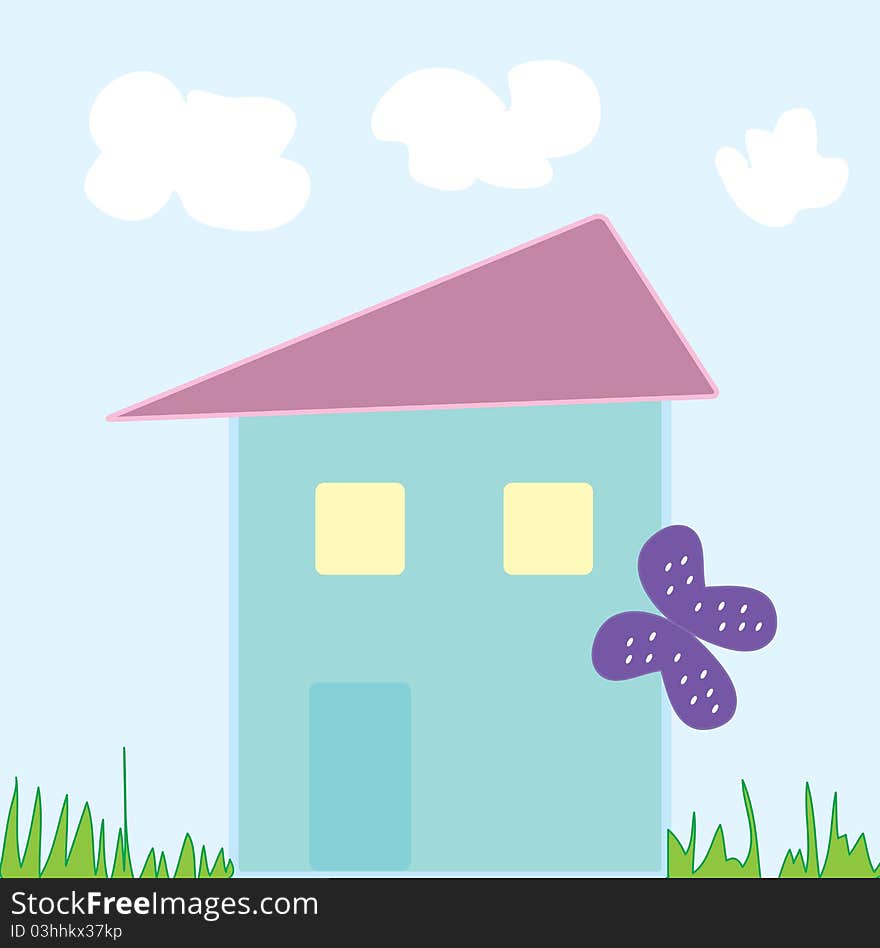 A little house in soft colors. A little house in soft colors