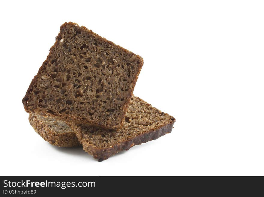 Some slices of bread on the isolated white background