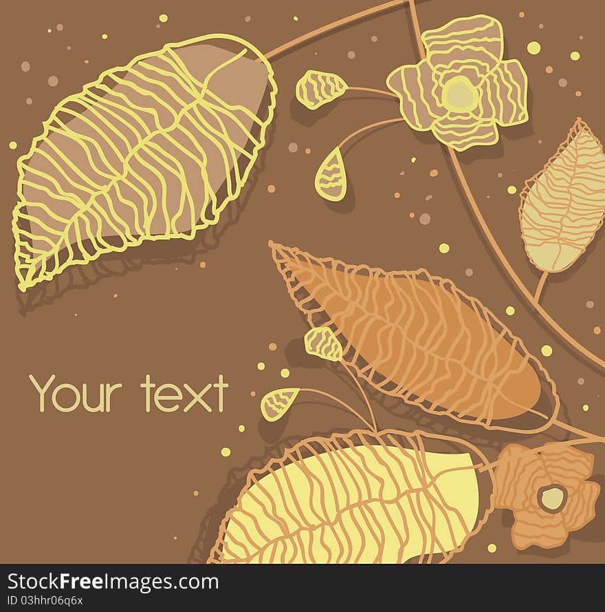 Abstract brown background with drawing plants and leafs. Abstract brown background with drawing plants and leafs