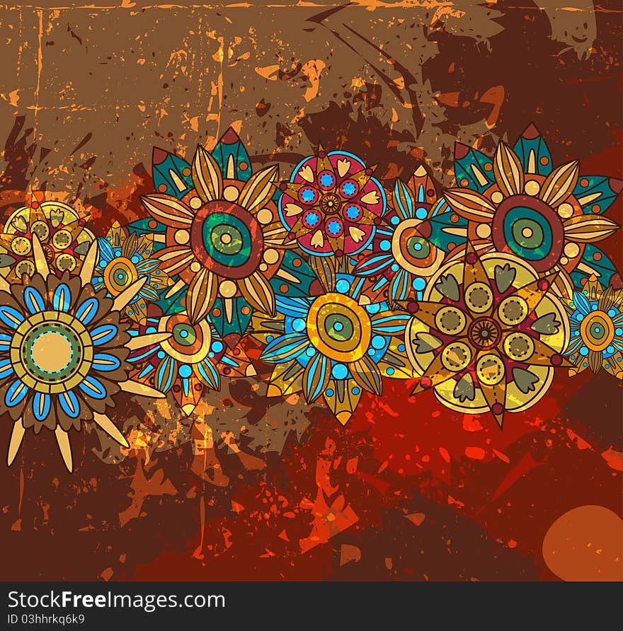 Abstract seamless texture with bright flowers. Abstract seamless texture with bright flowers