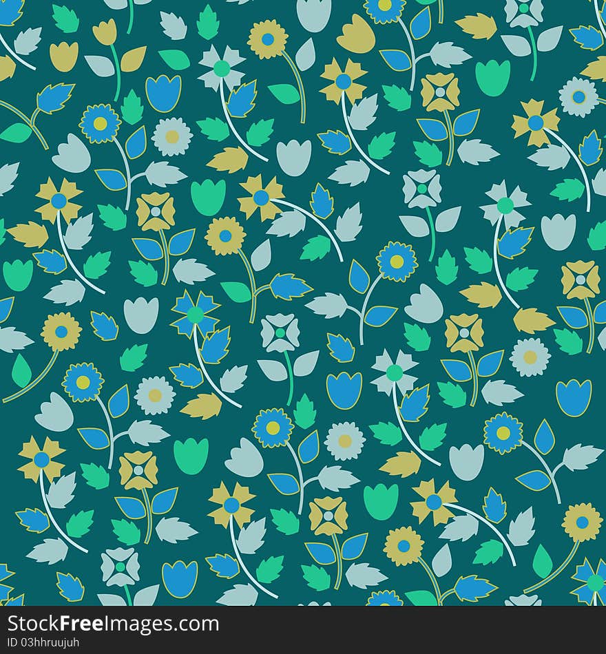 Blue seamless wallpaper with small flowers. Blue seamless wallpaper with small flowers