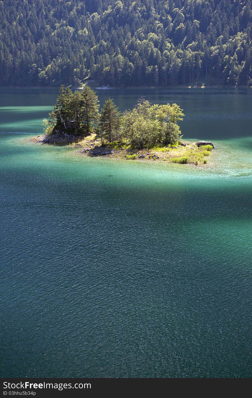 Lake Eibsee at the alps mountains in upper bavaria, germany. Lake Eibsee at the alps mountains in upper bavaria, germany