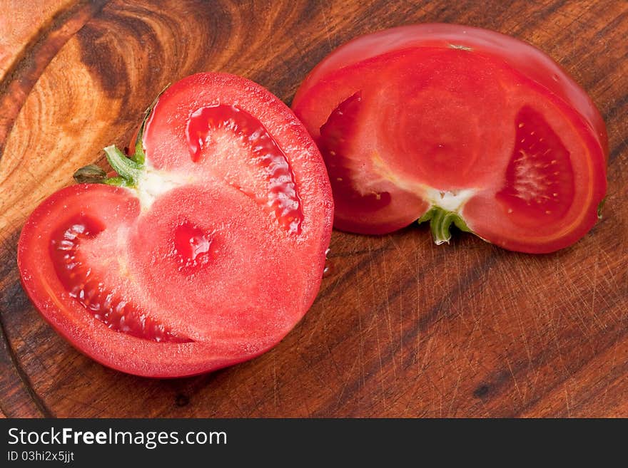 Splited red tomato