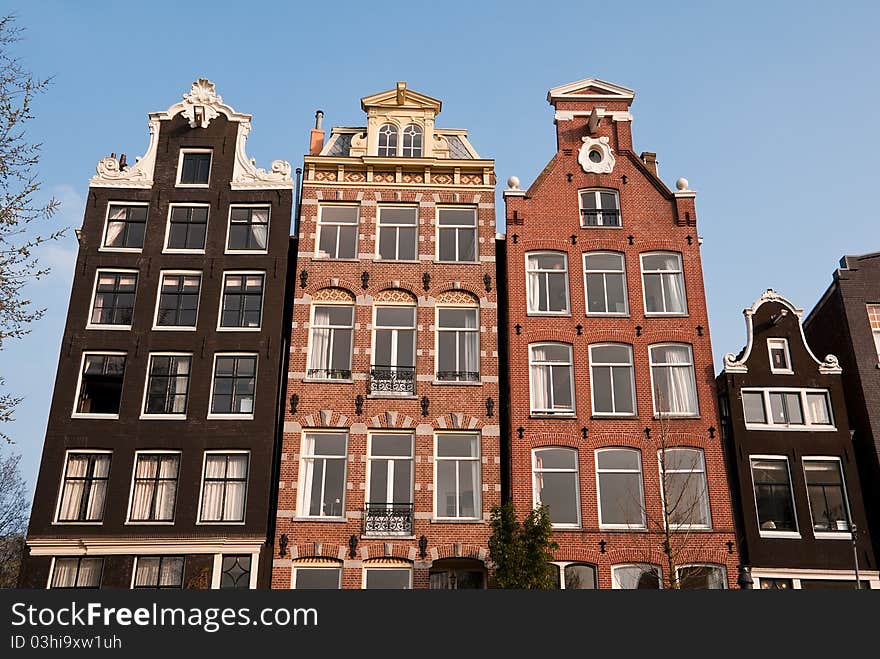 Old houses on the canals of Amsterdam, Holland. Old houses on the canals of Amsterdam, Holland