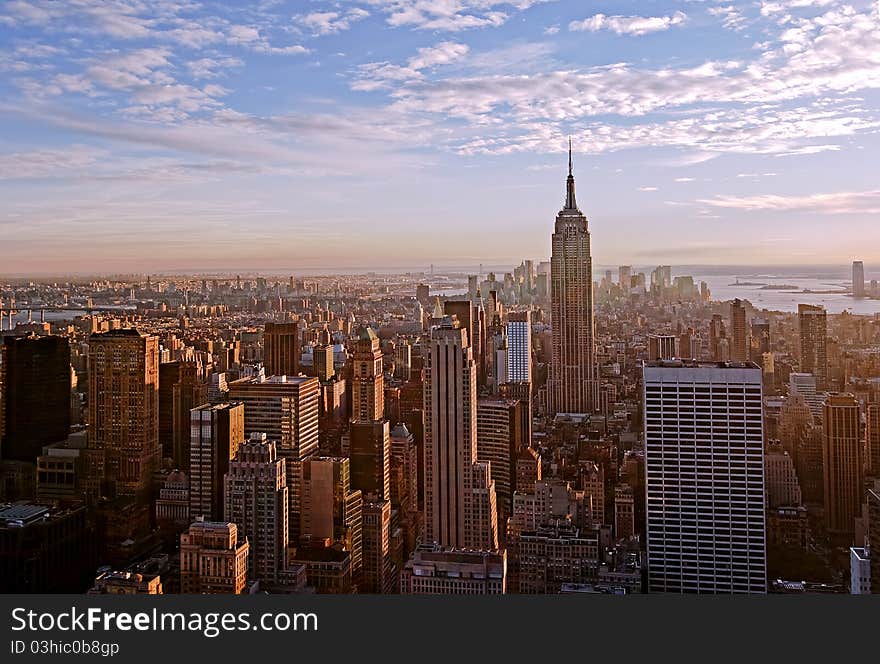 Sunset over manhattan