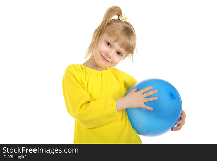 Little girl with blue ball