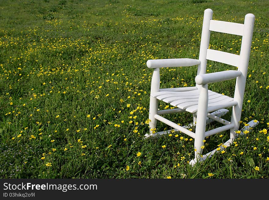 Children's White Rocking Chair in Meadow