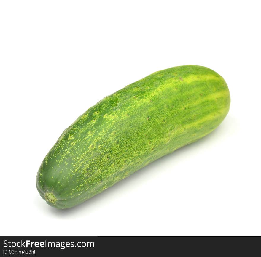 Fresh green Cucumber on a white background