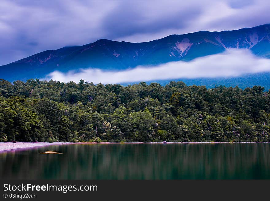 Mountain lake surrounded by forest