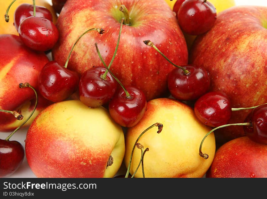 Fresh fruit on a white background