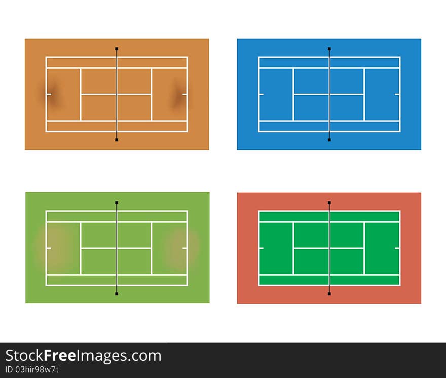 Types of tennis courts: hard, clay, grass, synthetic